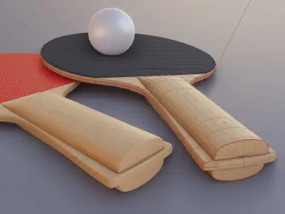 Table Tennis Racket and Ball Low-poly 3D model