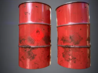 Oil Barrels Low-poly 3D model