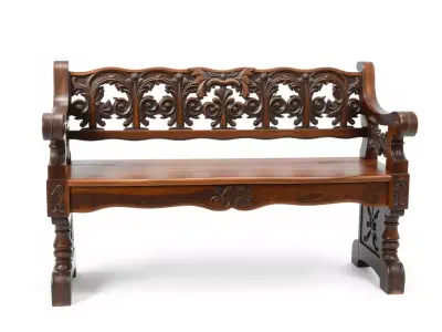 Ornate Wooden Bench model pack Low-poly 3D model
