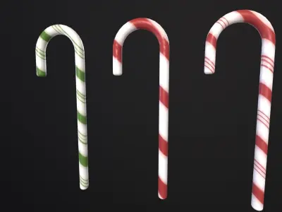 Christmas Candy Cane  Low-poly 3D model