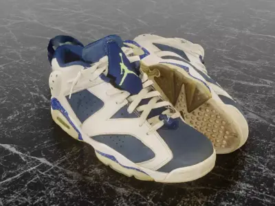 NIKE AIR JORDAN 6 INSIGNIA BLUE 3D SHOES Low-poly 3D model