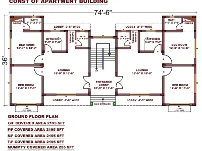 3D APARTMENT BUILDING WITH AUTOCAD DWG 3D model