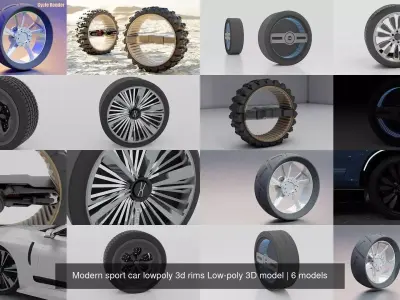 Modern sport car lowpoly 3d rims Low-poly 3D model 3D Model Pack
