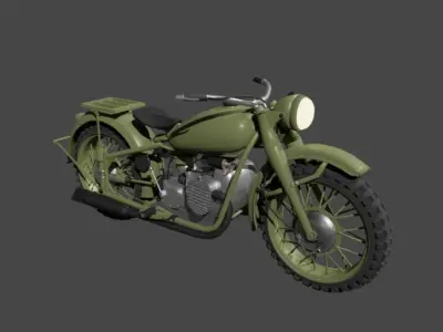 Low poly old Russian motorcycle  Low-poly 3D model