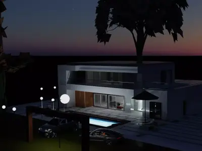 modern house with full interior  3D model