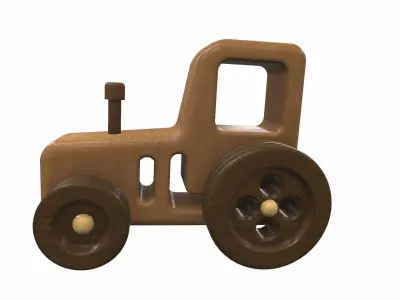 Wooden tractor toy 10 Free 3D model