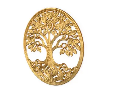 decor set wall panel wall tree relief mural CNC 50 3D model