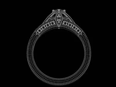 Twisted Halo Diamond Ring 3D model