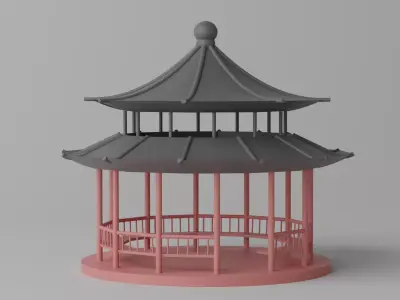 Cartoon Chinese Pavilion 1 3D model