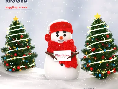Animated Snowman Christmas 3D model