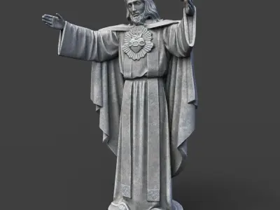 Low poly Jesus Sacred Heart Statue 220525 Low-poly 3D model