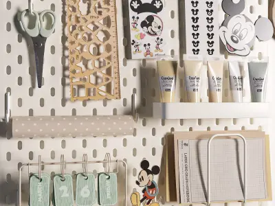 Ikea SKADIS Pegboard and Zara Home Mickey Mouse Decoration 09 3D model