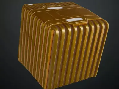 Sci-Fi Gold Glowing Metal Panel PBR Seamless Texture