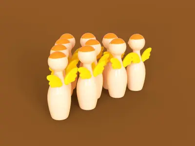 Cartoon Angel Bowling And Ball Bowling  Low-poly 3D model