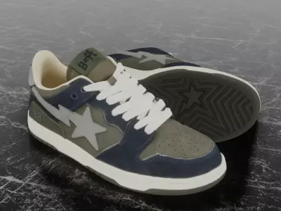 BAPE SK8 STA LOW - NAVY - KHAKI 3D SHOES Low-poly 3D model
