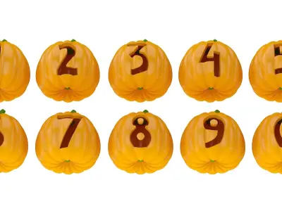  Halloween Pumpkin Numbers 3D model