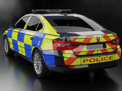 Skoda Superb UK Police Low-poly 3D model