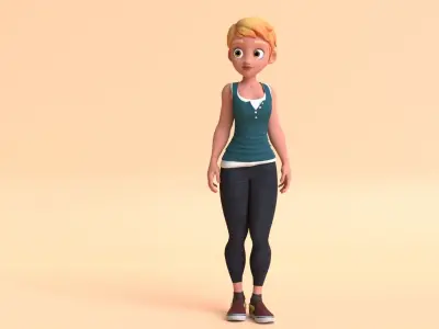 Cartoon Girl Character Model Low-poly 3D model