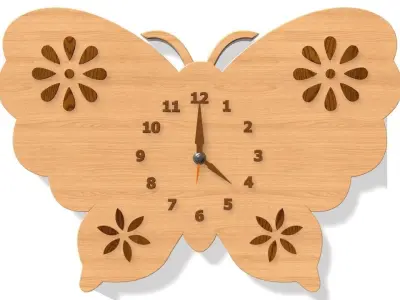 Wooden Butterfly Clock  3D model