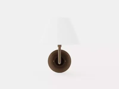 Signature No1 Wall Lamp - Rustic Bronze - White Lampshade Low-poly 3D model