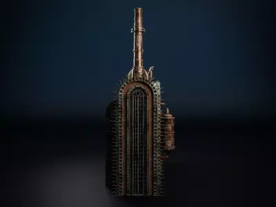 STEAMPUNK INDUSTRIAL BUILDING 8 Low-poly 3D model