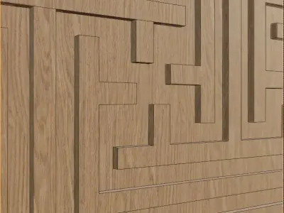 Decorative Wooden Wall Model 7 Low-poly 3D model