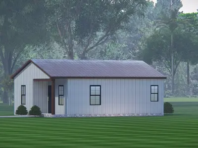 American Farmhouse 3D Model  Classic Country Home Exterior 3D model