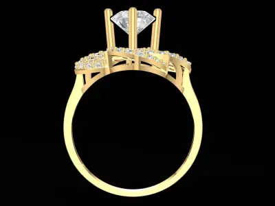 Luxury Twisted Four Petal Halo Ring for Women  2483 3D print model