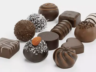 Chocolate Pralines Selection - Assorted Luxury Candy Collection 3D model