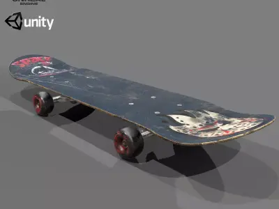 Skateboard with graffiti Low-poly 3D model