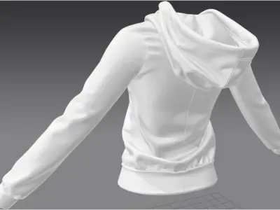 Ladies Hoodie in Marvelous Designer Low-poly 3D model