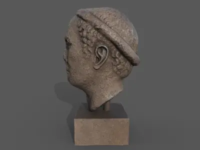 Male head sculpture   Low-poly 3D model