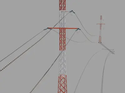 Electricity Pole 29 Low-poly 3D model