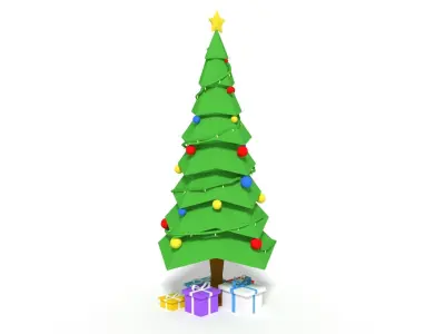 Low Poly Cartoon Christmas Tree Low-poly 3D model