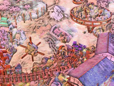 FREE Japan Sky Village overlooking Mount Fuji Free 3D model