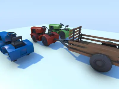 Low Poly Utility Vehicle Pack FBX Low-poly 3D model