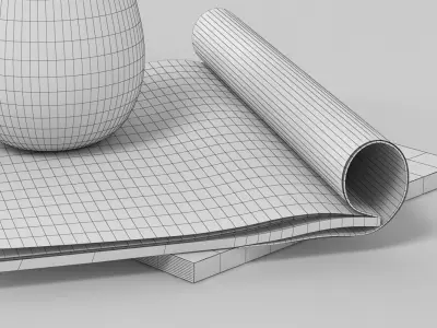 Carafe glass bottle and book 3D model