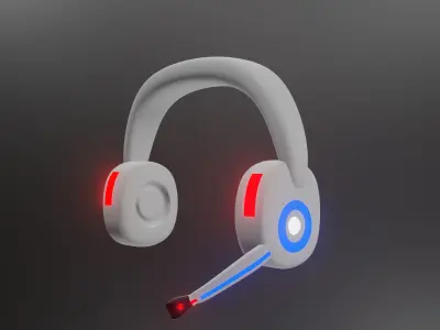 White Headphones with camera and without camera Low-poly 3D model