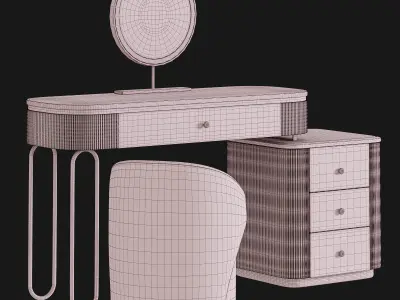 Oboval Modern Makeup Vanity Table by Homary 3D model