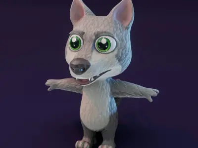 Cartoon Wolf 3D Model Low-poly 3D model