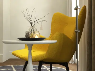 Living Room Set - Armchair - Lamp - Coffee Table 3D model