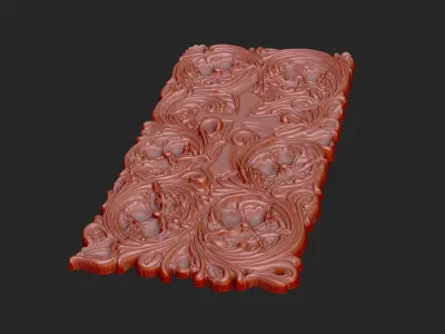 Pattern gothic design luxury soft leave bas relief 3D print model