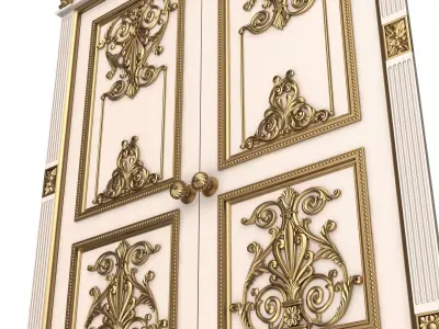 Carved Door Classic 0901 White Low-poly 3D model