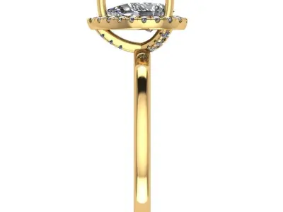 Pear shape halo diamond ring 3D print model