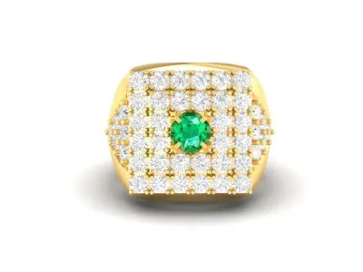 Luxury Square Diamond Ring for Men 185 3D print model