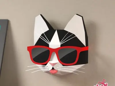 Kitten with glasses Low-poly 3D model