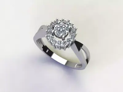 New Modern Halo Gold Ring For Diamonds 3D print model