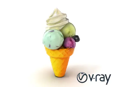 Pastel Ice Cream Cone Delight model pack Low-poly 3D model