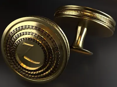 Luxury Cufflink with alphabet Z 3D print model