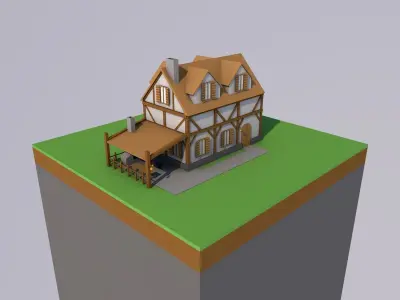 Low-Poly Medieval Buildings Pack Free low-poly 3D model